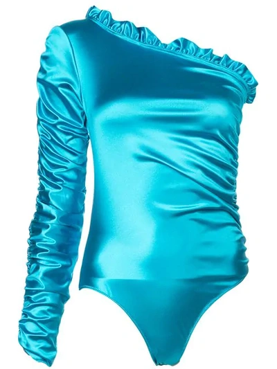 Fantabody Carol Ruffle Bodysuit In Blue