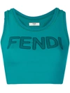 Fendi Logo Crop Top - Green