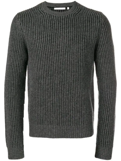 Helmut Lang Ribbed Knit Jumper In Grey