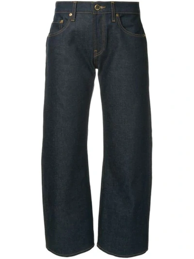 Khaite Wendell Cropped High-rise Wide-leg Jeans In Dark Denim