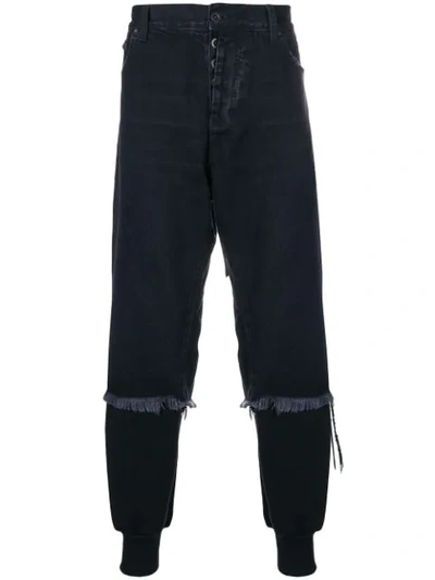 Ben Taverniti Unravel Project Denim Layered Track Pants In Black