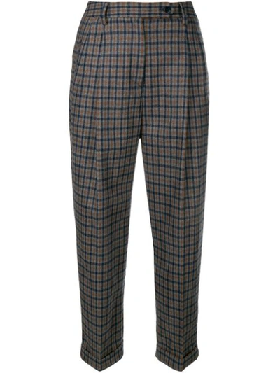 Brag-wette Checked Cropped Trousers - Grey