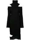 Valery Kovalska Ribbed Cold Shoulder Dress In Black