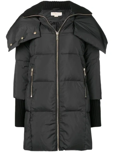 Michael Michael Kors Quilted Shell-down Coat In Black