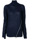 Sacai Diagonal Zip Sweater In Blue