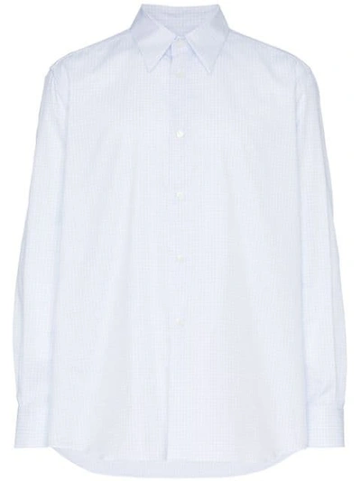 Raf Simons Square Print And Plastic Pocket Cotton Shirt In White