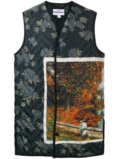 Oamc Printed Quilted Gilet - Grey