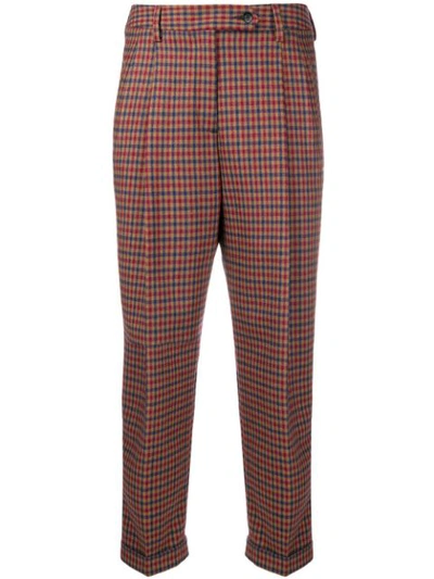 Brag-wette Checked Cropped Trousers - Blue
