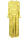 La Doublej Trapezio Printed Satin Maxi Dress In Yellow