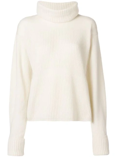 Andrea Ya'aqov Ribbed Turtle Neck Sweater In White