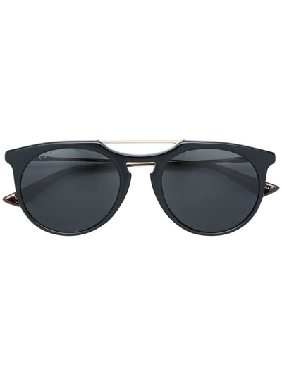 Gucci Eyewear Round Gold Frames Sunglasses - Black