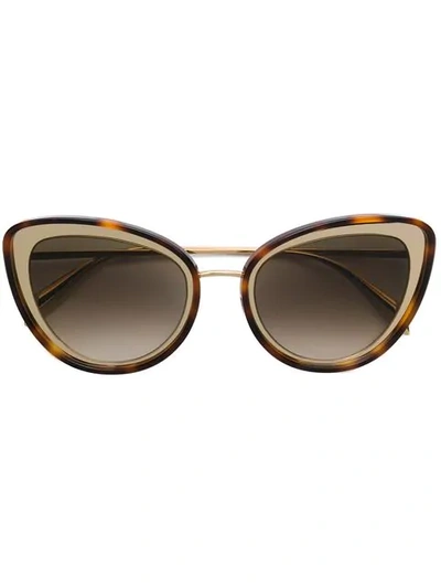 Alexander Mcqueen Cat-eye Tortoiseshell Acetate And Gold-tone Sunglasses In Brown