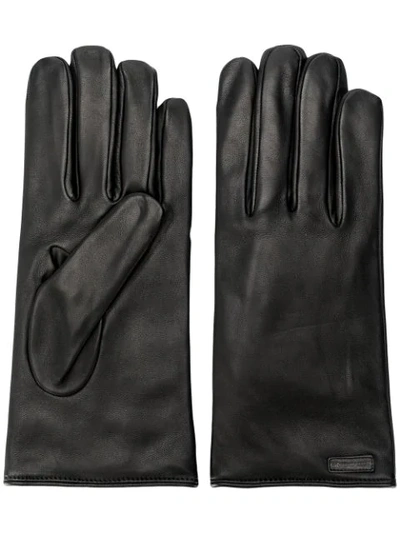 Dolce & Gabbana Logo Patch Gloves In Black