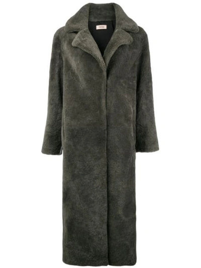 Yves Salomon Meteo Long Fur Coat In Green