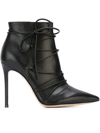 Gianvito Rossi Lace-up Booties In Black