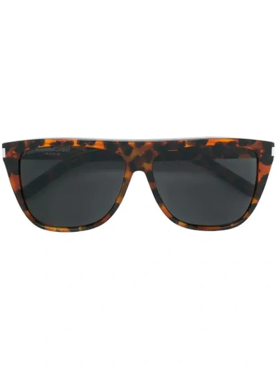 Saint Laurent Eyewear Leopard Print Sunglasses - Brown
