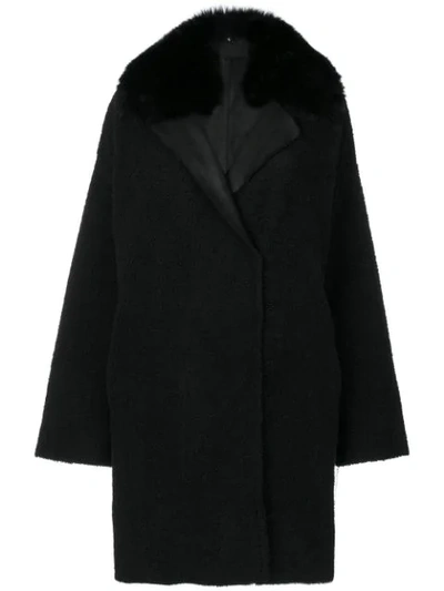 Guy Laroche Fur Trim Coat In Black