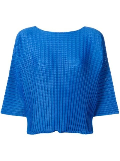 Issey Miyake Pleats Please By  Check Pleated Top - Blue In 72