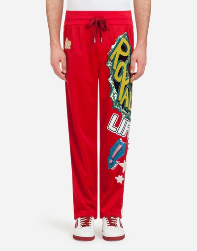Dolce & Gabbana Jogging Pants With Patches In Red