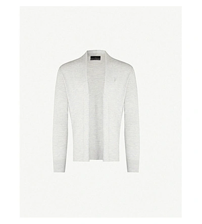 Allsaints Mode Open-front Wool Cardigan In Light Grey Mar