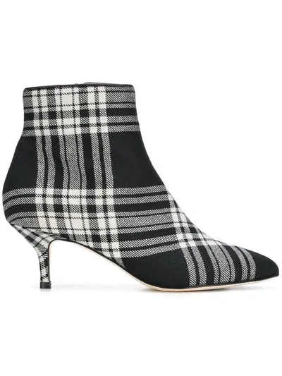 Polly Plume Checked Ankle Boots In Black