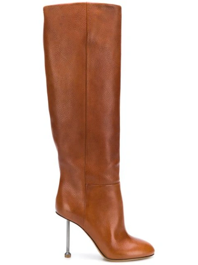 Maison Margiela Nail Heel Boots In Brown