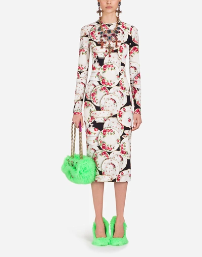 Dolce & Gabbana Printed Cady Dress In Multi-colored