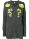 Kenzo Embroidered Dragon Jumper In Grey