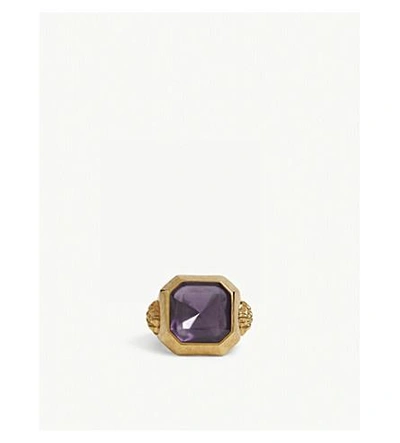 Versace 蜇 玻璃 石 环 In Purple Gold