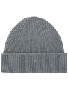 Paul Smith Ribbed Cashmere-blend Beanie In Grey