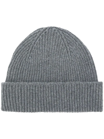 Paul Smith Grey Mélange Ribbed Cashmere-blend Beanie