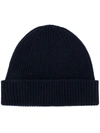 Paul Smith Ribbed Beanie In Blue