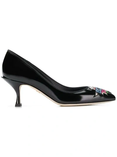 Dolce & Gabbana Pumps In Shiny Calfskin With Patchwork In Black