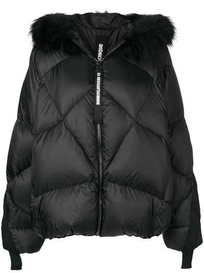 As65 Fur Trim Puffer Jacket - Black