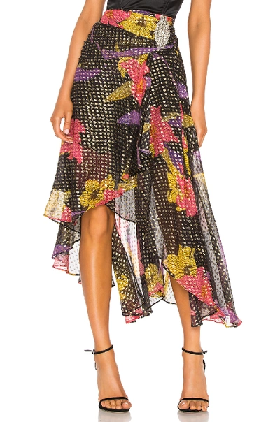 Dodo Bar Or Floral Print Asymmetric Skirt In Black
