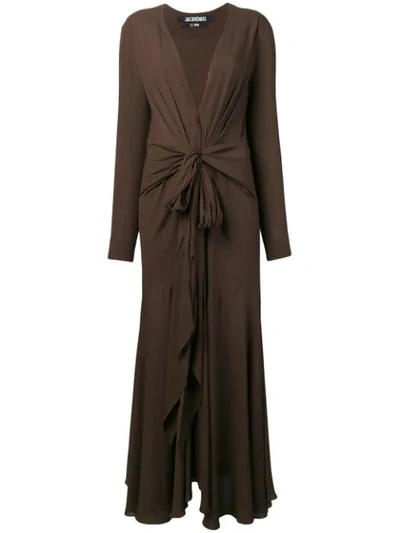 Jacquemus Long Flared Dress In Brown