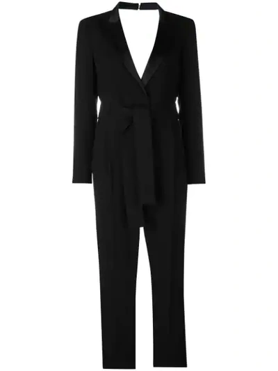 Pinko Longsleeved Tie Waist Jumpsuit In Black