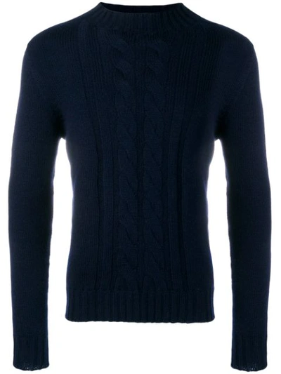 Tagliatore Mock Neck Cable Knit Sweater In Blue