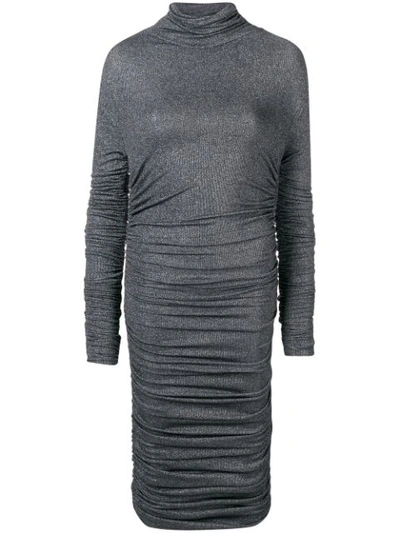 Pinko Longsleeved Ruched Dress In Grey