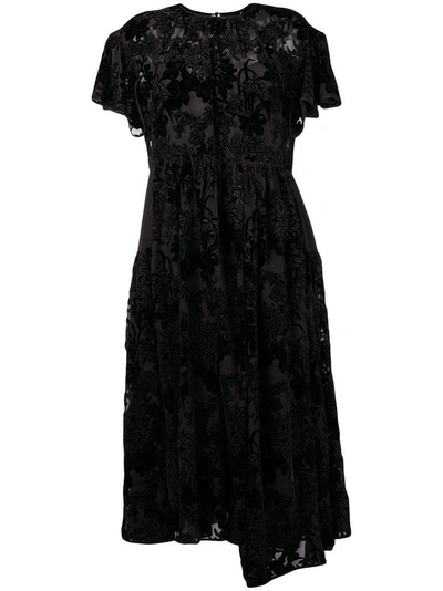 Rochas Floral Brocade Midi Dress In Black