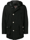 Woolrich Cargo Pocket Hooded Jacket In Black