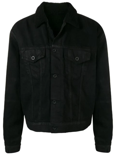 shearling denim jacket black