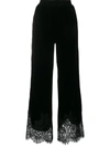 Gold Hawk Lace Trim Flared Trousers - Black