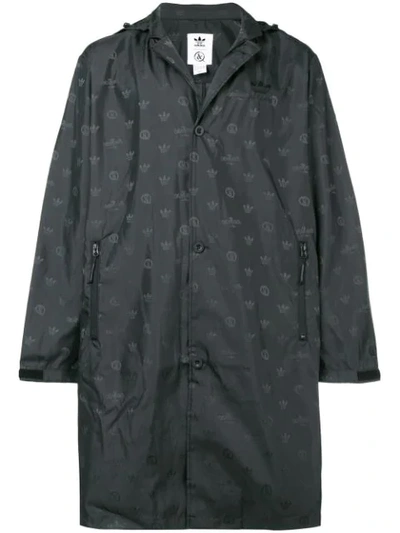 Adidas Originals Long Brand Raincoat In Black