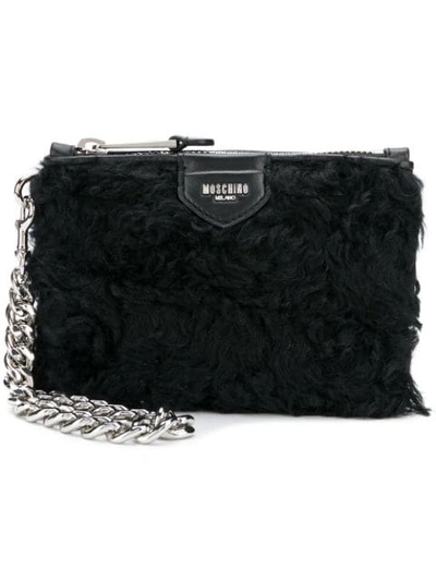 Moschino Curly Clutch In Black