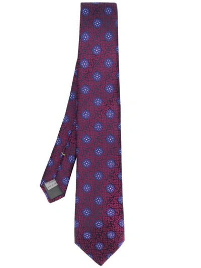 Canali Floral Patterned Tie In Pink