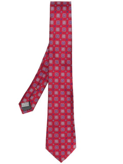 Canali Printed Tie In Red