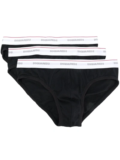 Dsquared2 Underwear Three-pack Logo Briefs In Black