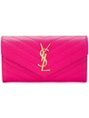 Saint Laurent Monogram Quilted Wallet In Pink
