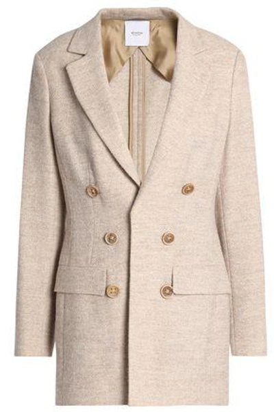 Agnona Herringbone Bouclé Blazer In Beige